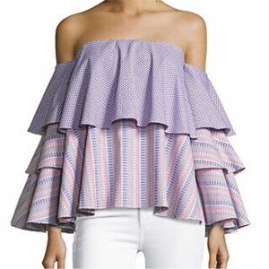 Like New Caroline Constas Carmen Off-The-Shoulder
Printed Blouse